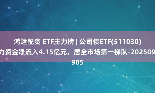 鸿运配资 ETF主力榜 | 公司债ETF(511030)主力资金净流入4.15亿元，居全市场第一梯队-20250905